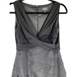 Adrianna Papell Dress -Womens 4-Party Black Tier Ruffle Shutter Sleeveless